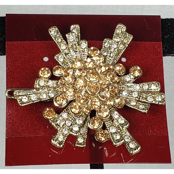 Vintage Starburst Rhinestone Crystal Atomic Burst Design Hair Barrette main image 15